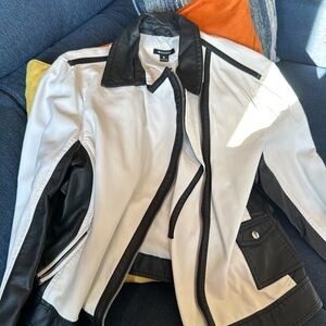 I love ronson black and white polyester jacket like leather